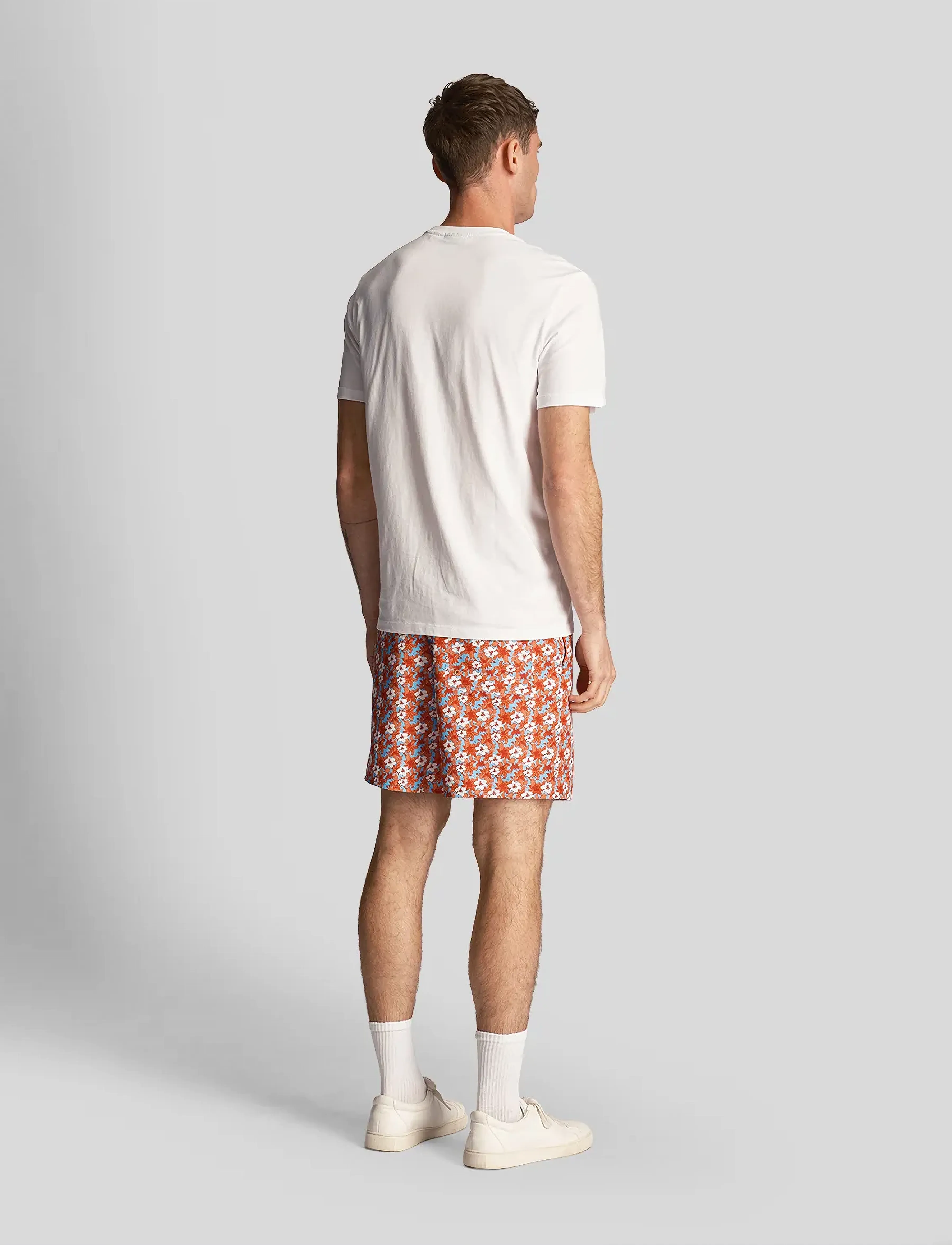 Lyle & Scott - Floral Print Resort Swim Shorts - x298 tangerine tango - 3