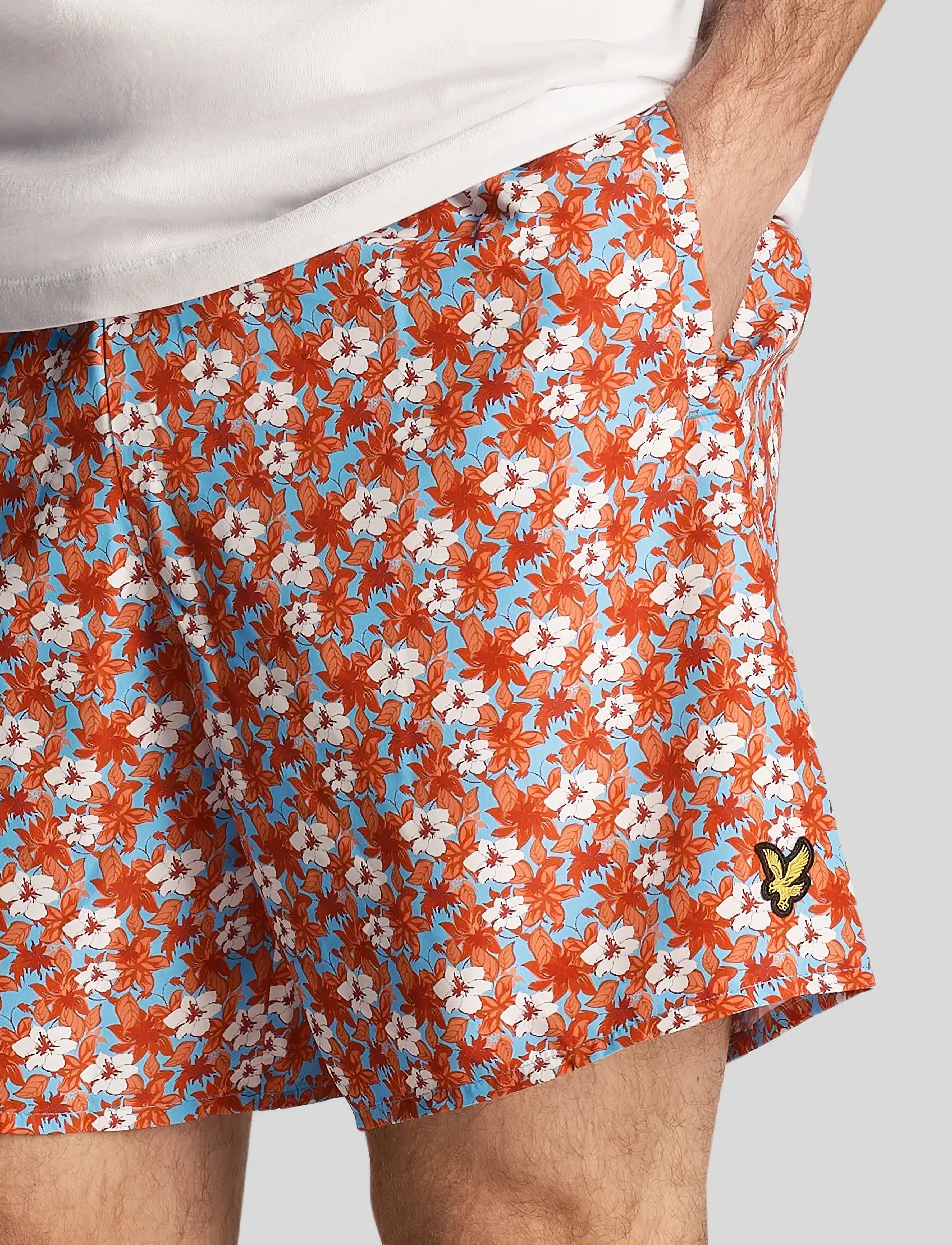 Lyle & Scott - Floral Print Resort Swim Shorts - x298 tangerine tango - 5