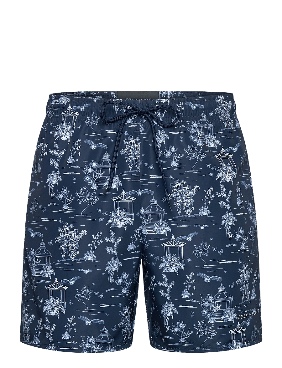 Lyle & Scott - Botanical Garden Print Swimshort - maudymosi šortai - z271 dark navy - 1