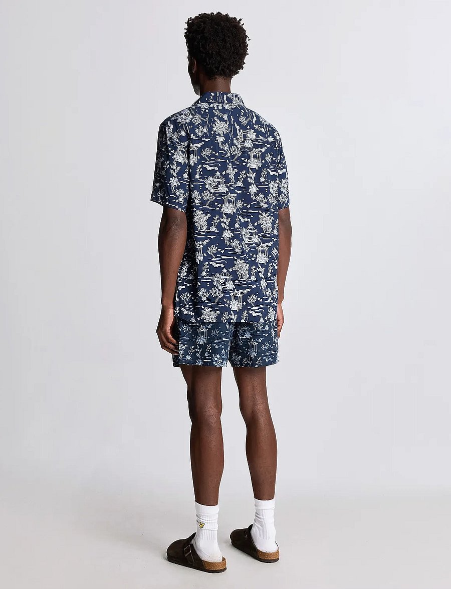 Lyle & Scott - Botanical Garden Print Swimshort - maudymosi šortai - z271 dark navy - 3