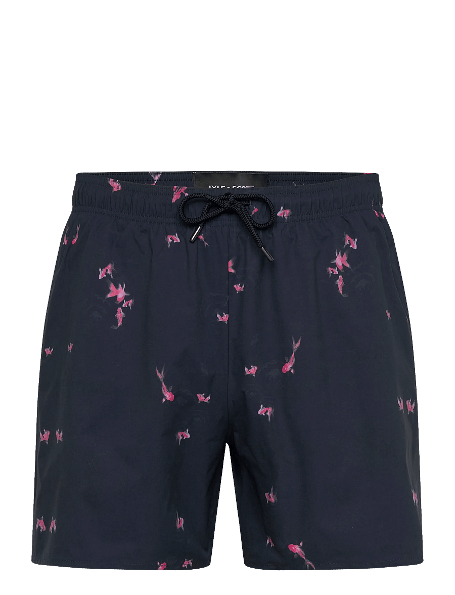 Lyle & Scott - Goldfish Print Swimshort - swim shorts - dark navy/ hot pink - 1
