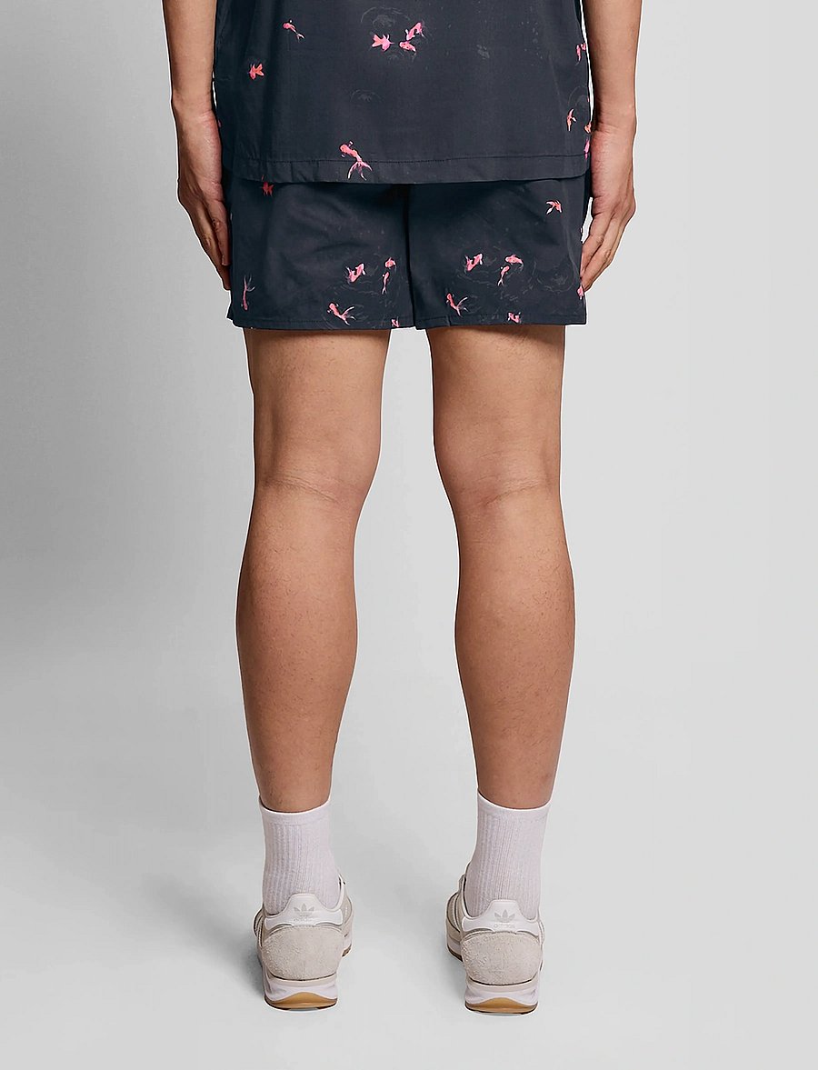 Lyle & Scott - Goldfish Print Swimshort - swim shorts - dark navy/ hot pink - 3