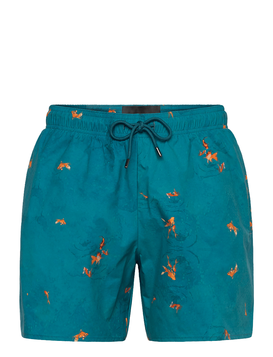 Lyle & Scott - Goldfish Print Swimshort - badshorts - lagoon/ orange blaze - 1