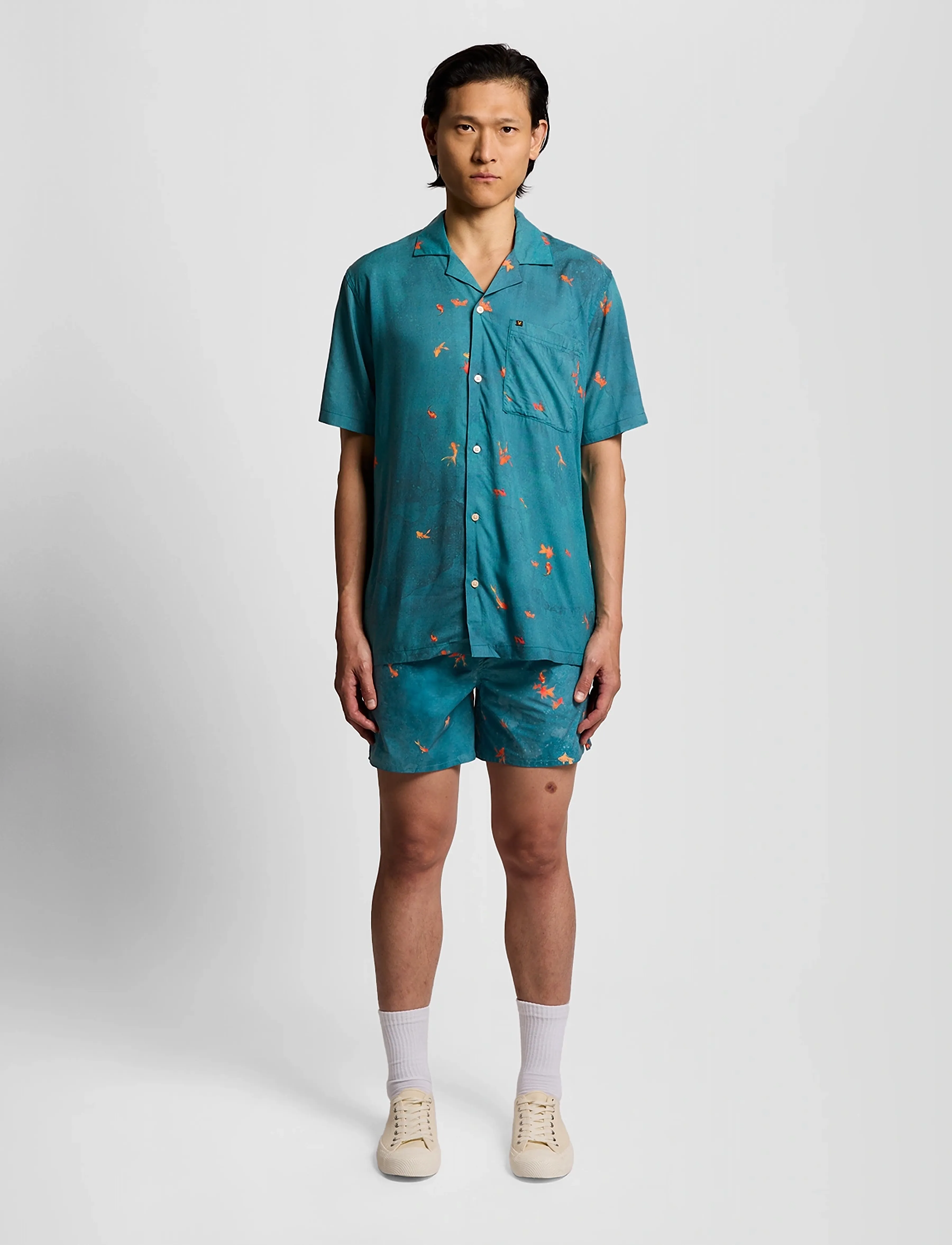 Lyle & Scott Goldfish Print Swimshort, XS, Blue, Badetøj > Shorts, Herre