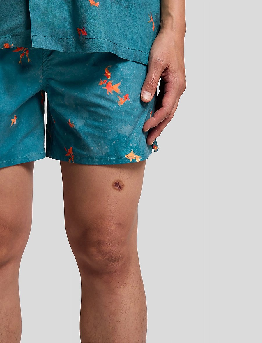 Lyle & Scott - Goldfish Print Swimshort - badshorts - lagoon/ orange blaze - 5