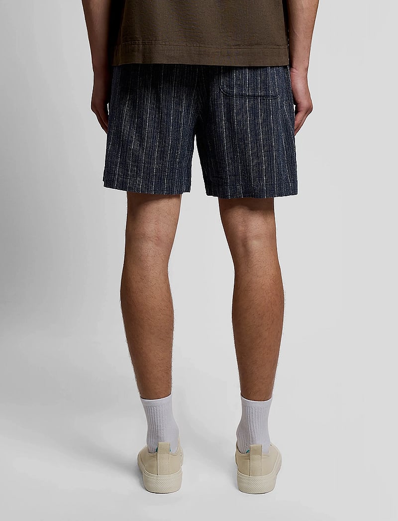 Lyle & Scott - Linen Blend Ticking Stripe Short - linen shorts - dark navy - 3