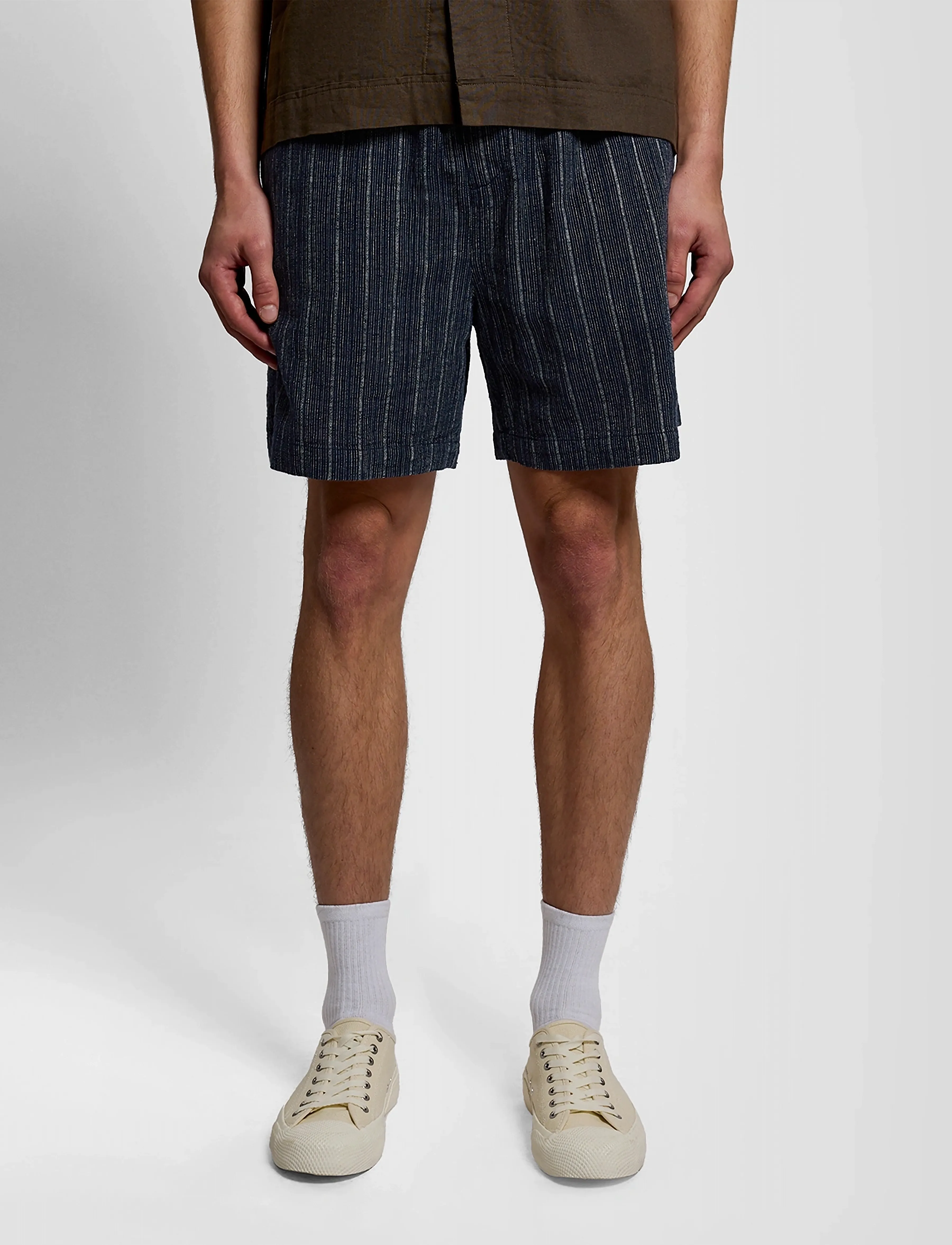 Lyle & Scott - Linen Blend Ticking Stripe Short - citi varianti - dark navy - 4