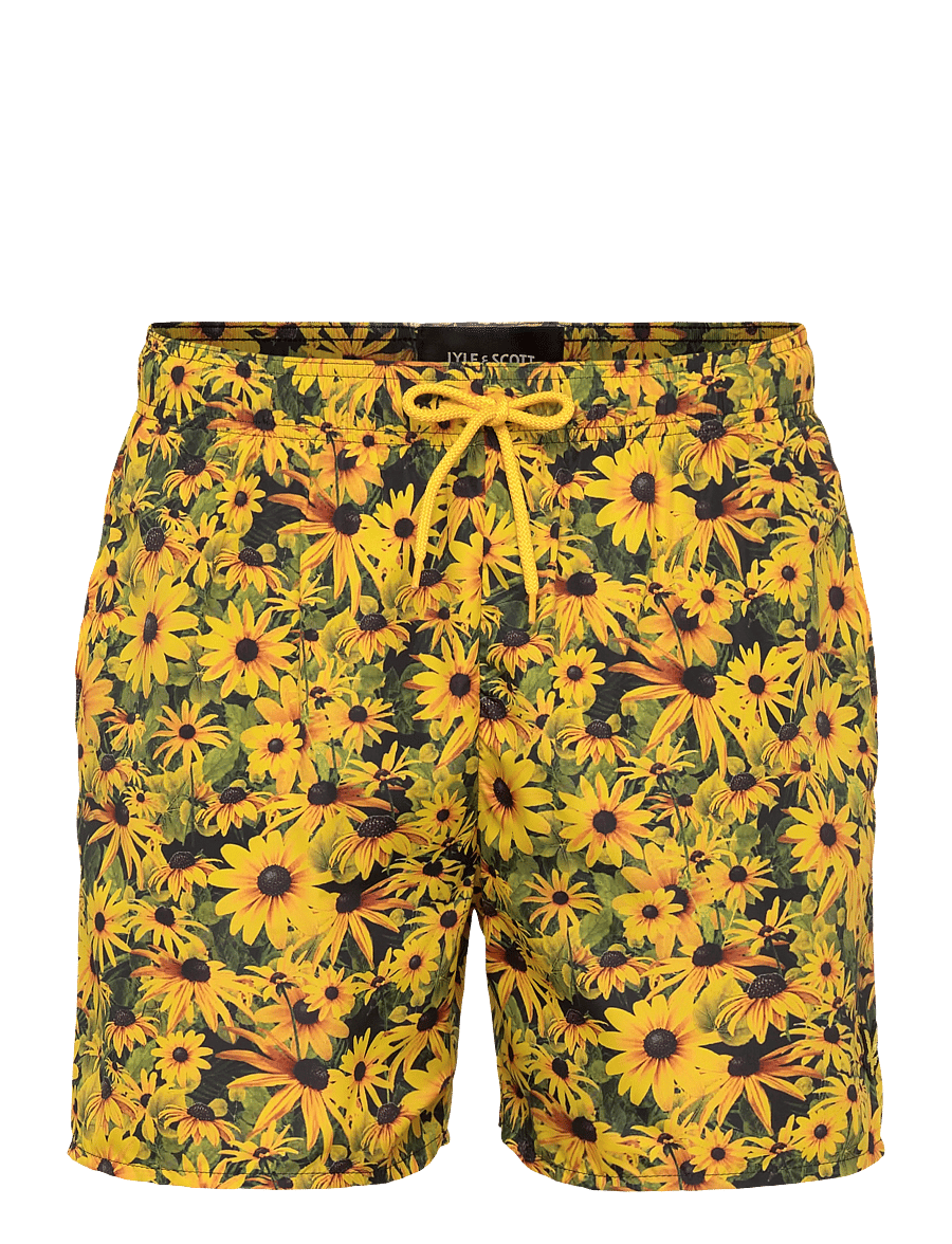 Lyle & Scott - Wild Garden Print Swimshort - swim shorts - super yellow - 1