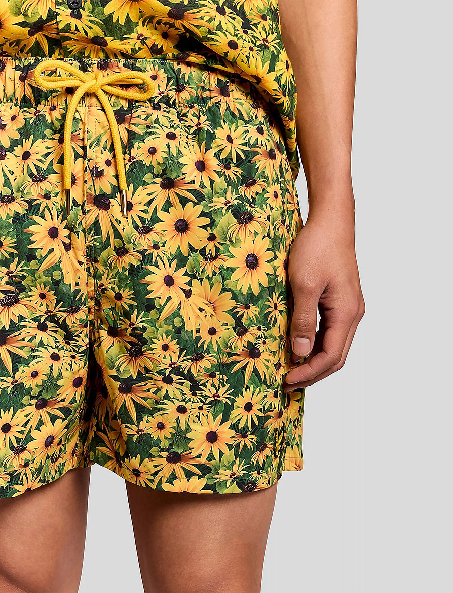 Lyle & Scott - Wild Garden Print Swimshort - swim shorts - super yellow - 5