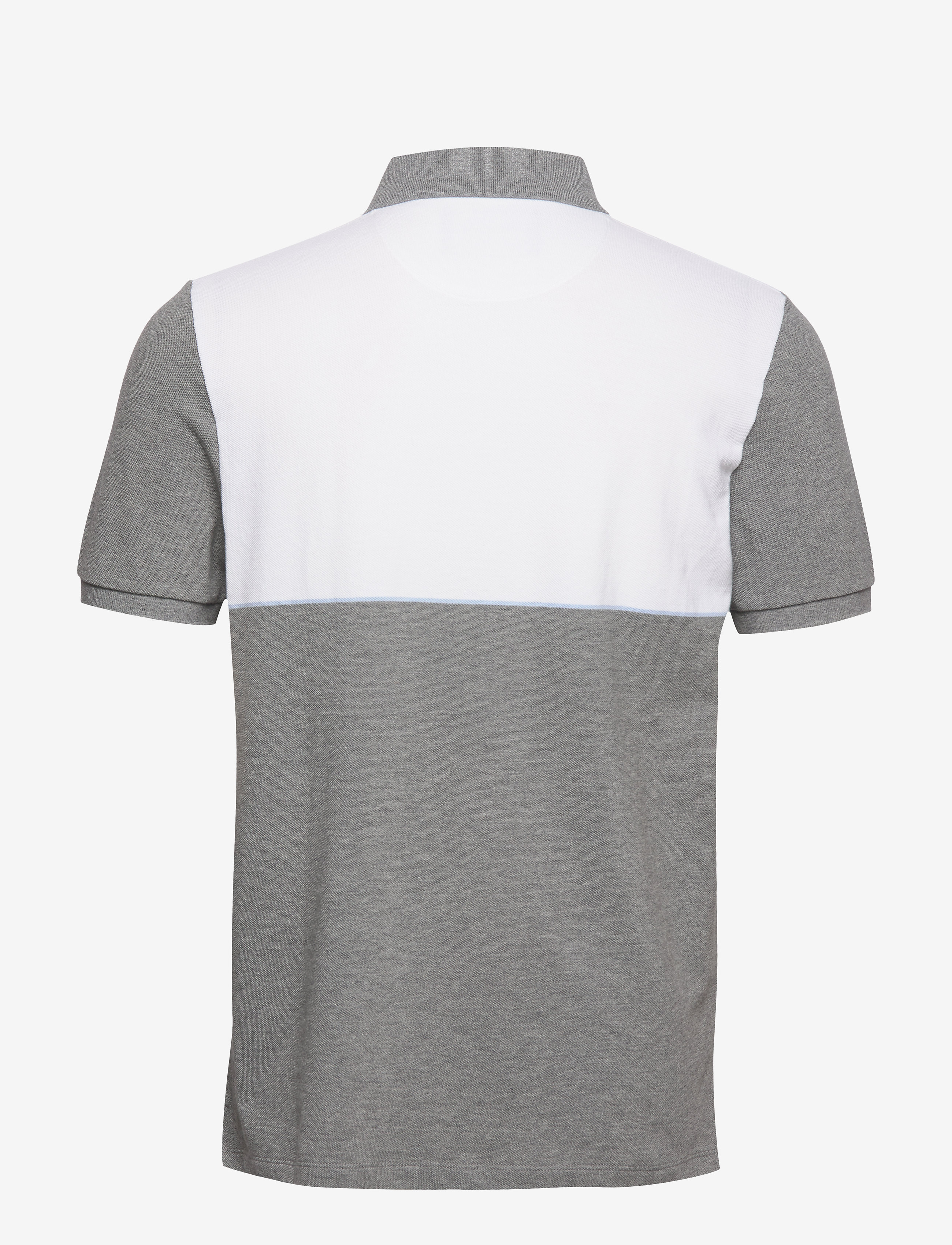 Lyle & Scott - Yoke Stripe Polo Shirt - white/ mid grey marl - 1