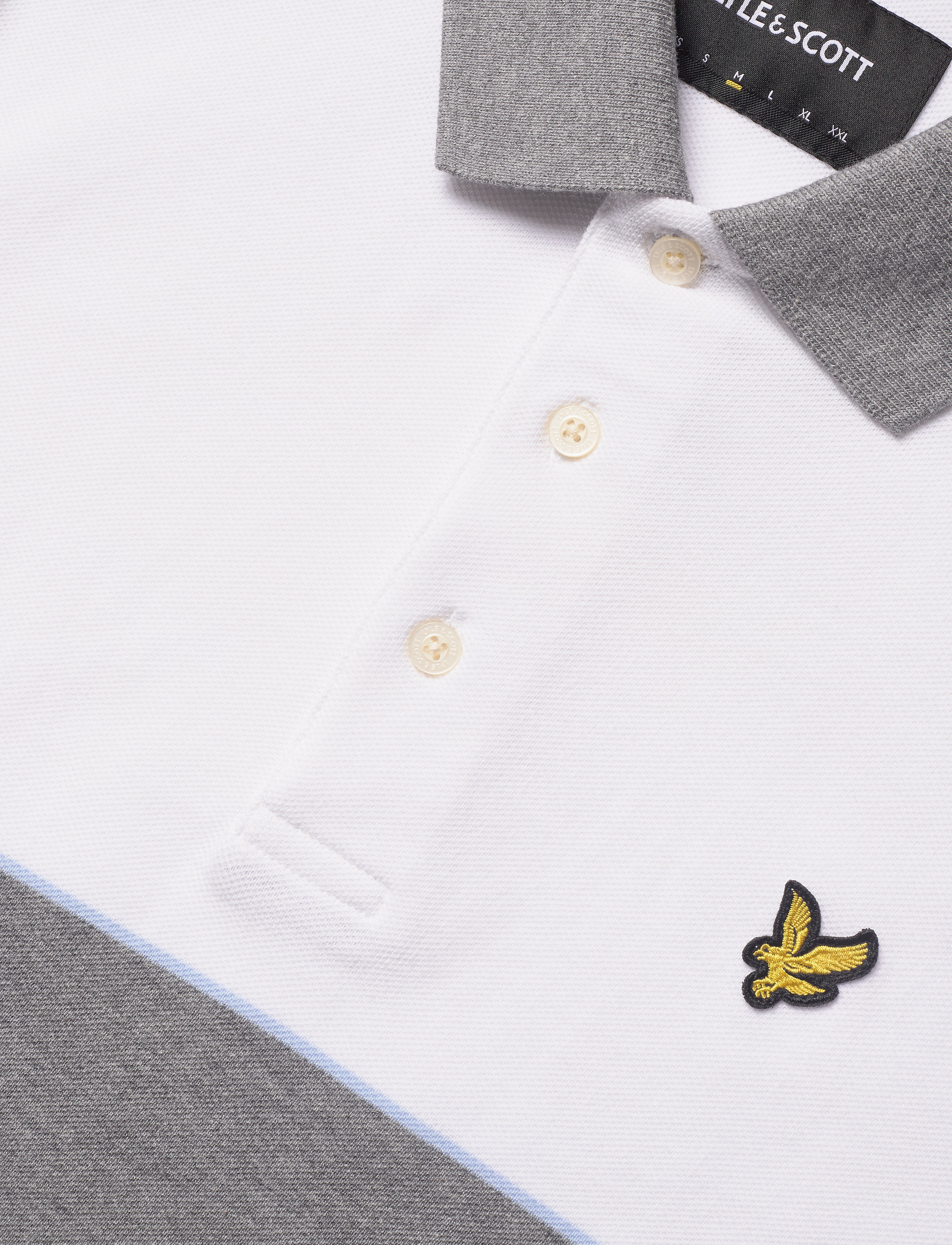 Lyle & Scott - Yoke Stripe Polo Shirt - white/ mid grey marl - 2