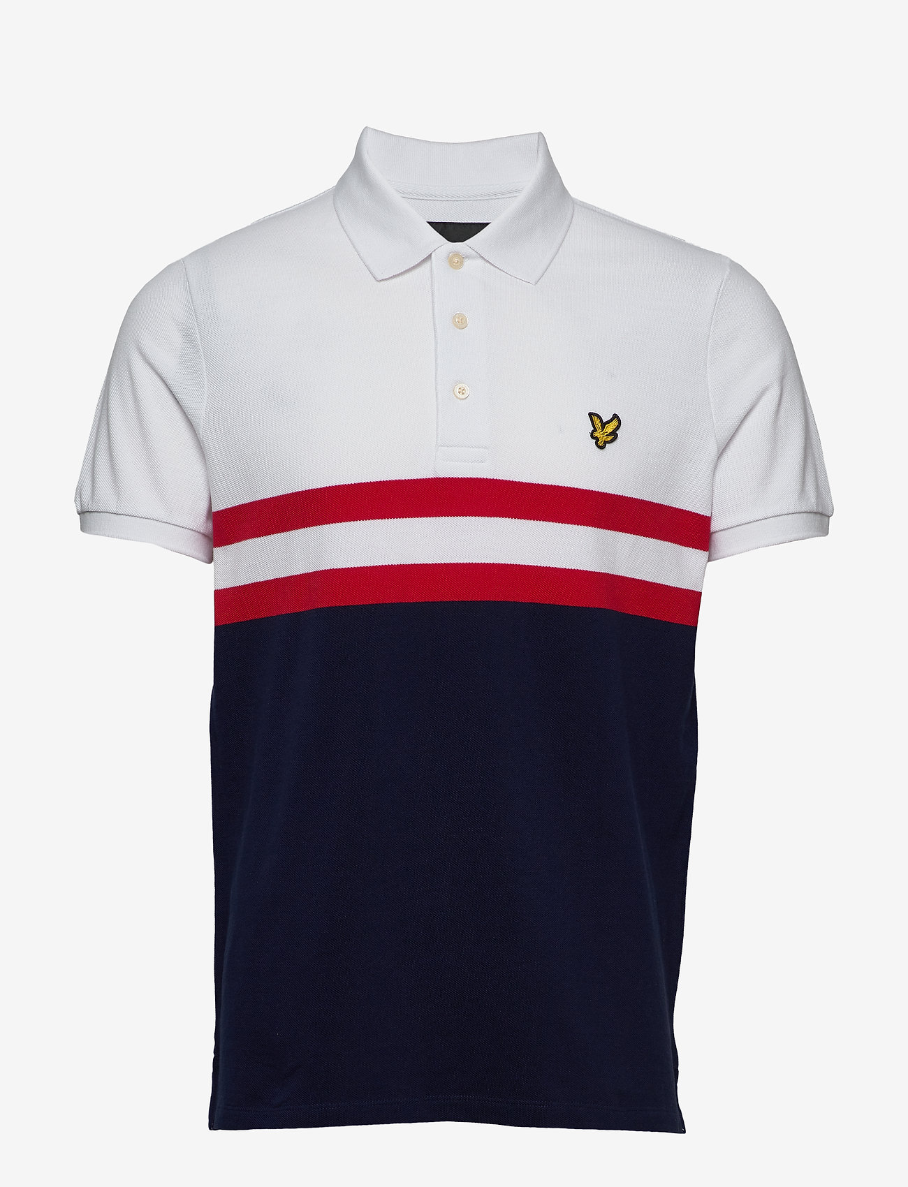 Lyle & Scott - Yoke Stripe Polo Shirt - white/ navy - 0