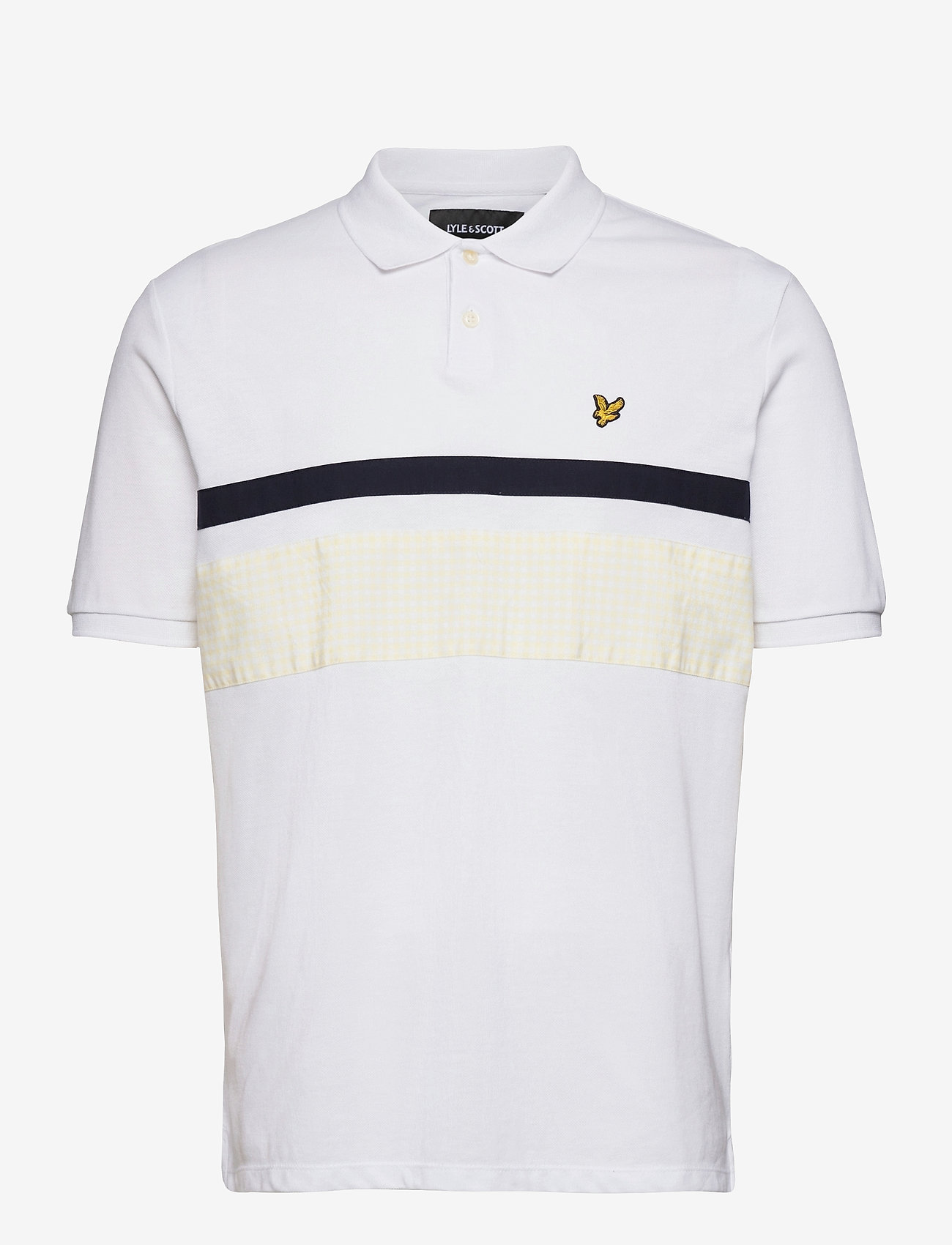Lyle & Scott - Gingham Yoke Stripe Polo Shirt - white - 0
