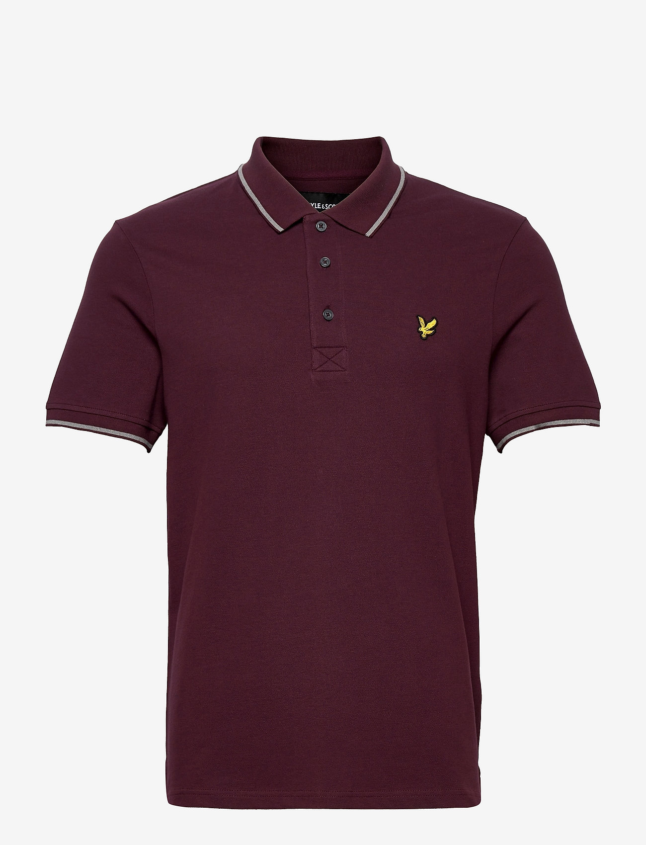 Lyle & Scott - Tipped Polo Shirt - krótki rękaw - burgundy/ mid grey marl - 0