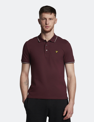 Lyle & Scott - Tipped Polo Shirt - kortermede - burgundy/ mid grey marl - 2