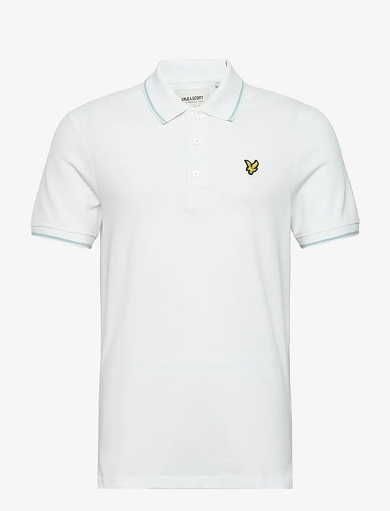 Lyle & Scott - Tipped Polo Shirt - kortärmade pikéer - w533 white/ light blue - 1