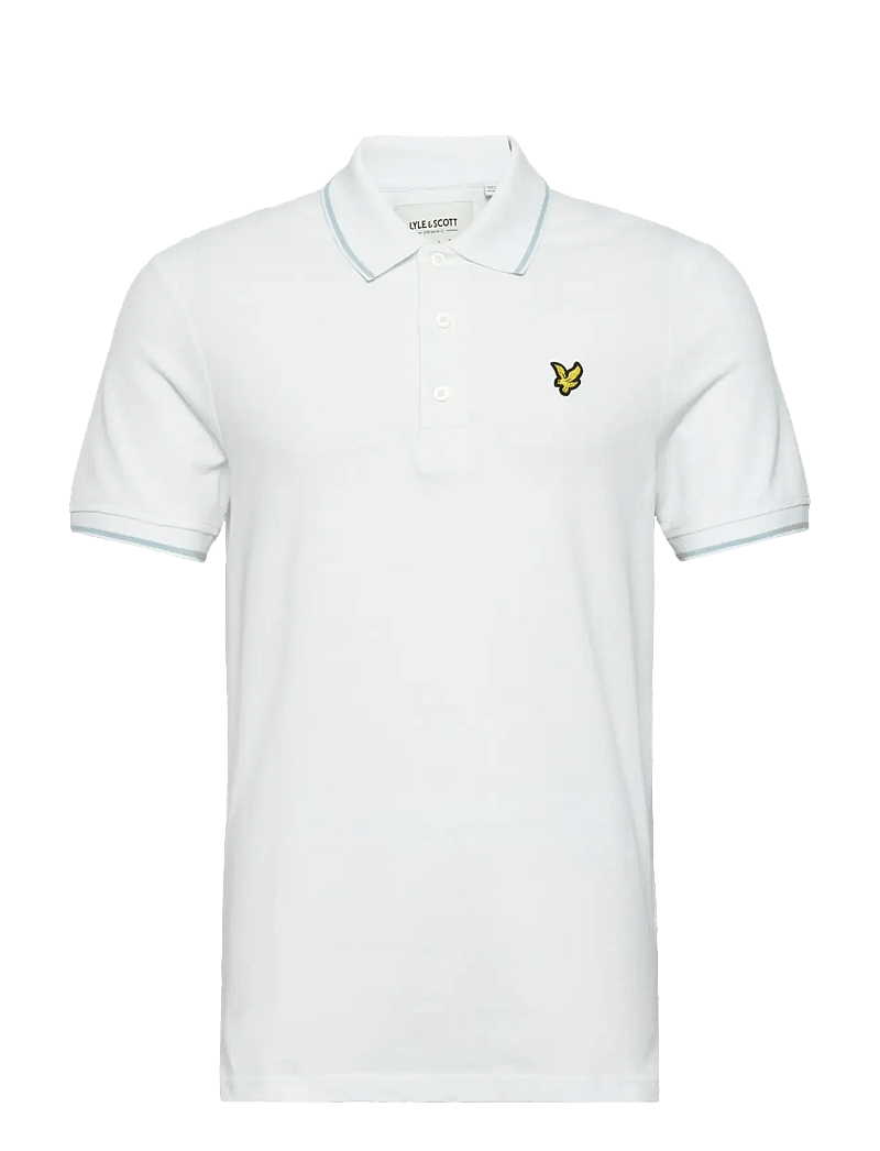 Lyle & Scott - Tipped Polo Shirt - kortärmade pikéer - w533 white/ light blue - 1