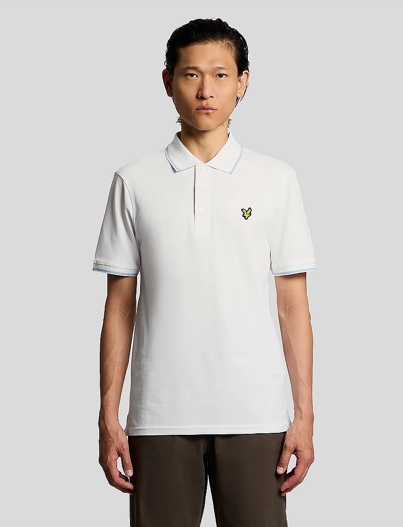 Lyle & Scott - Tipped Polo Shirt - kortärmade pikéer - w533 white/ light blue - 0