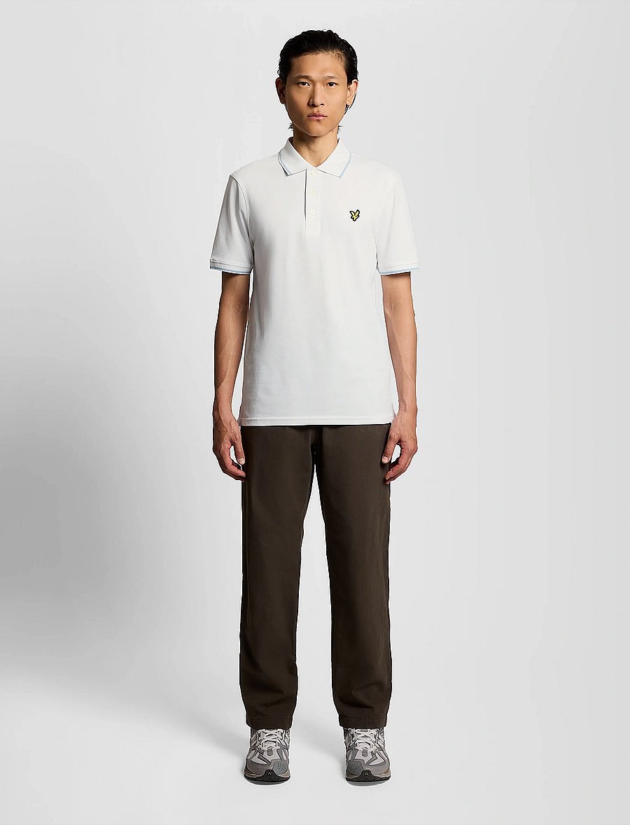 Lyle & Scott - Tipped Polo Shirt - kurzärmelig - w533 white/ light blue - 4