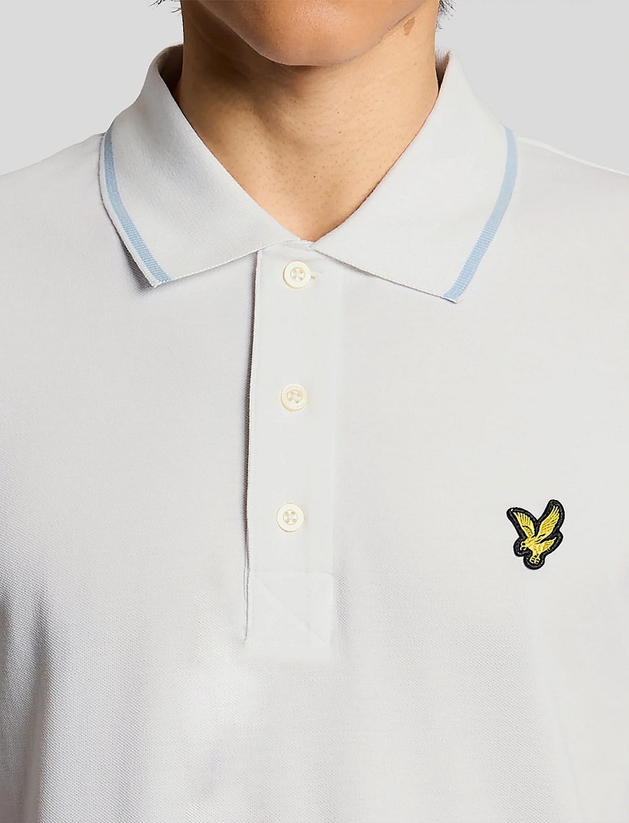 Lyle & Scott - Tipped Polo Shirt - kortärmade pikéer - w533 white/ light blue - 5