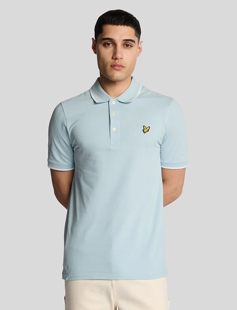 Lyle & Scott - Tipped Polo Shirt - short-sleeved polos - x810 fresh water/ white - 0