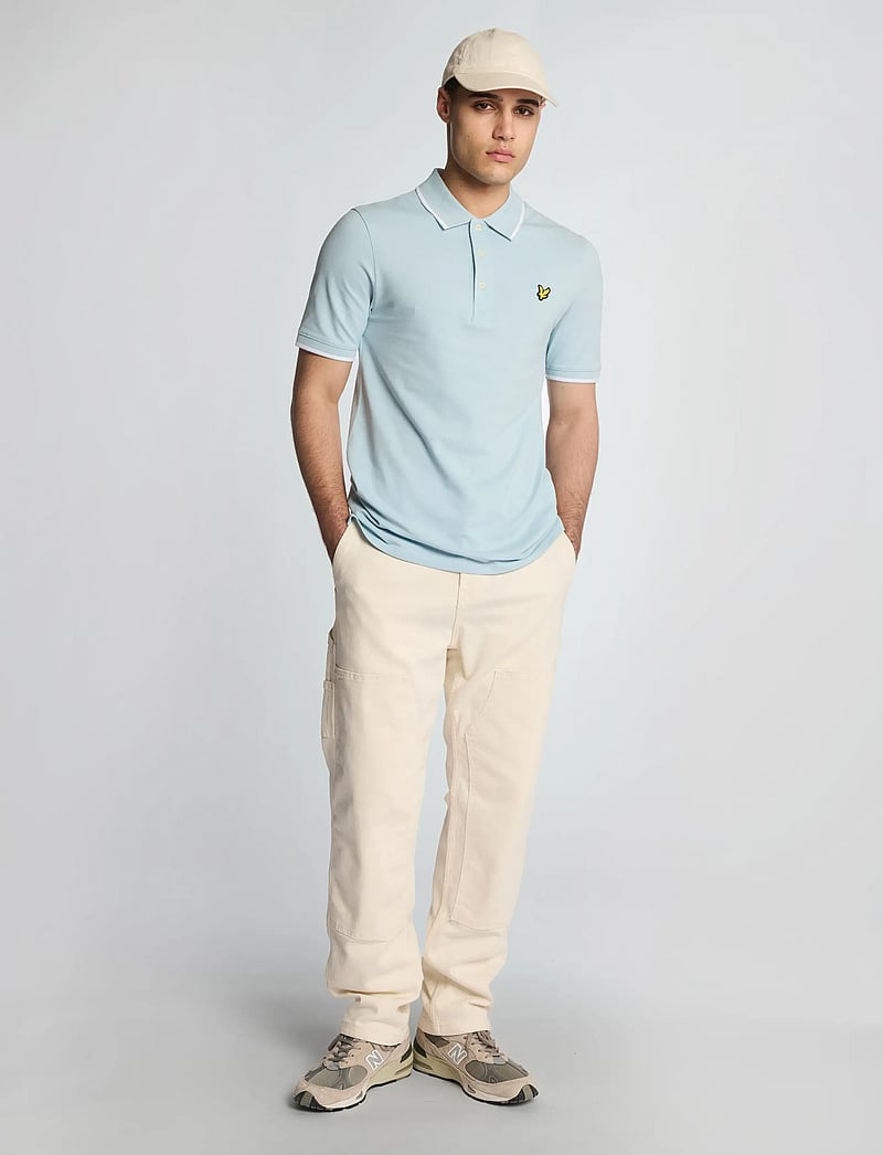 Lyle & Scott - Tipped Polo Shirt - short-sleeved polos - x810 fresh water/ white - 4