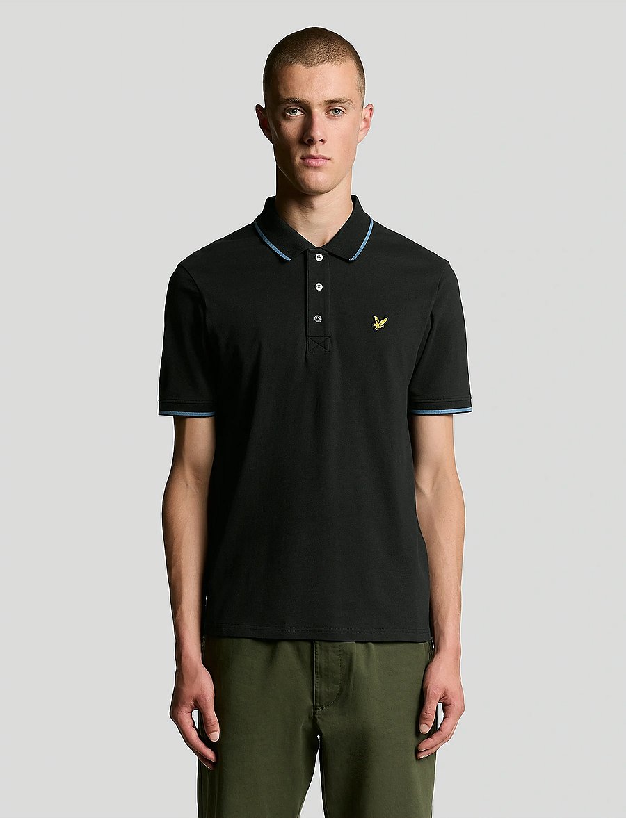 Lyle & Scott - Tipped Polo Shirt - stutterma pólóbolir - x938 black ice/ ocean sky - 0