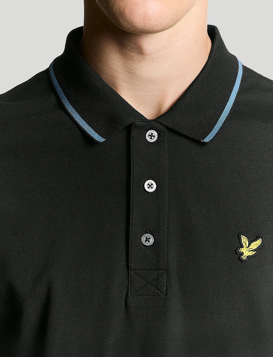 Lyle & Scott - Tipped Polo Shirt - stutterma pólóbolir - x938 black ice/ ocean sky - 5