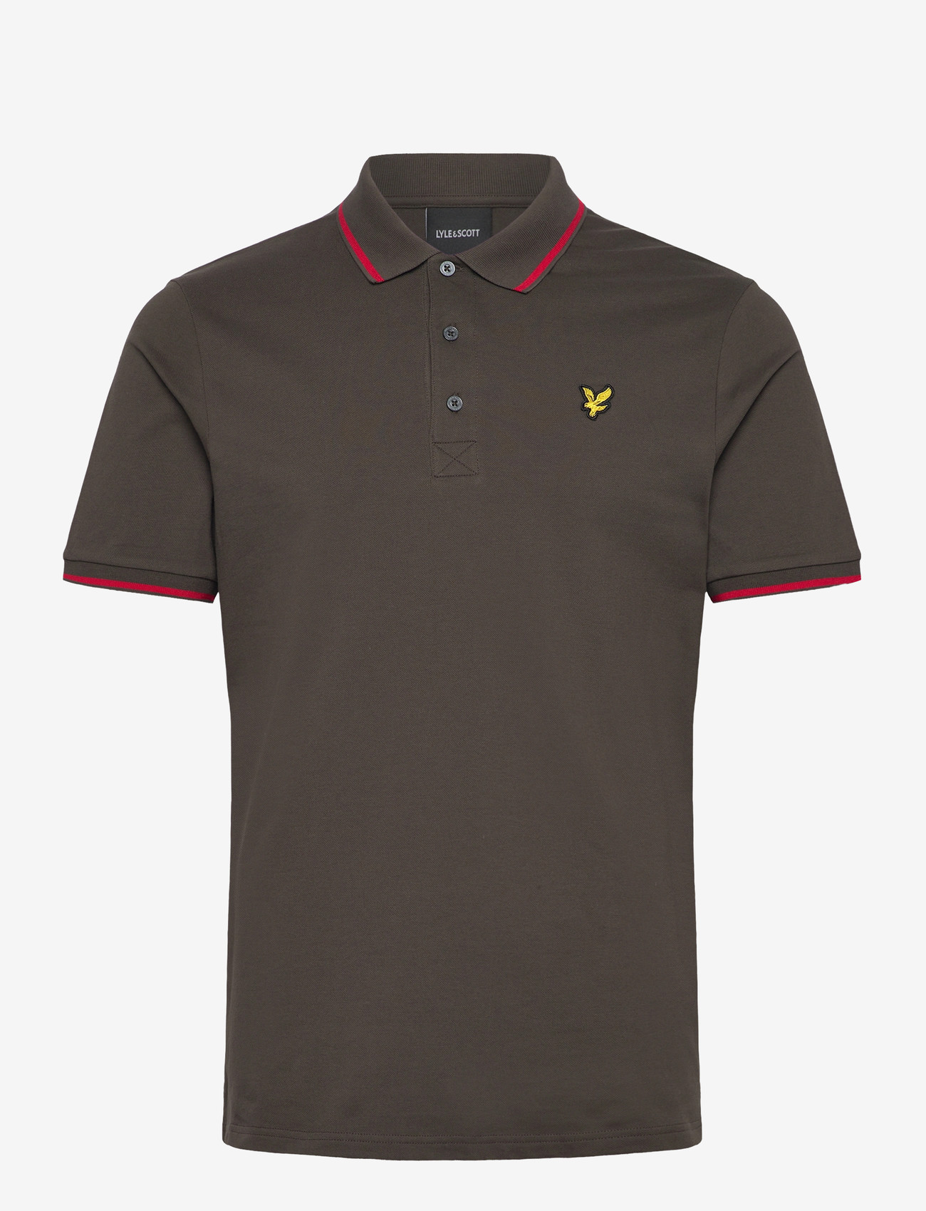 Lyle & Scott - Tipped Polo Shirt - kortærmede poloer - y168 soft black/ cherry red - 1
