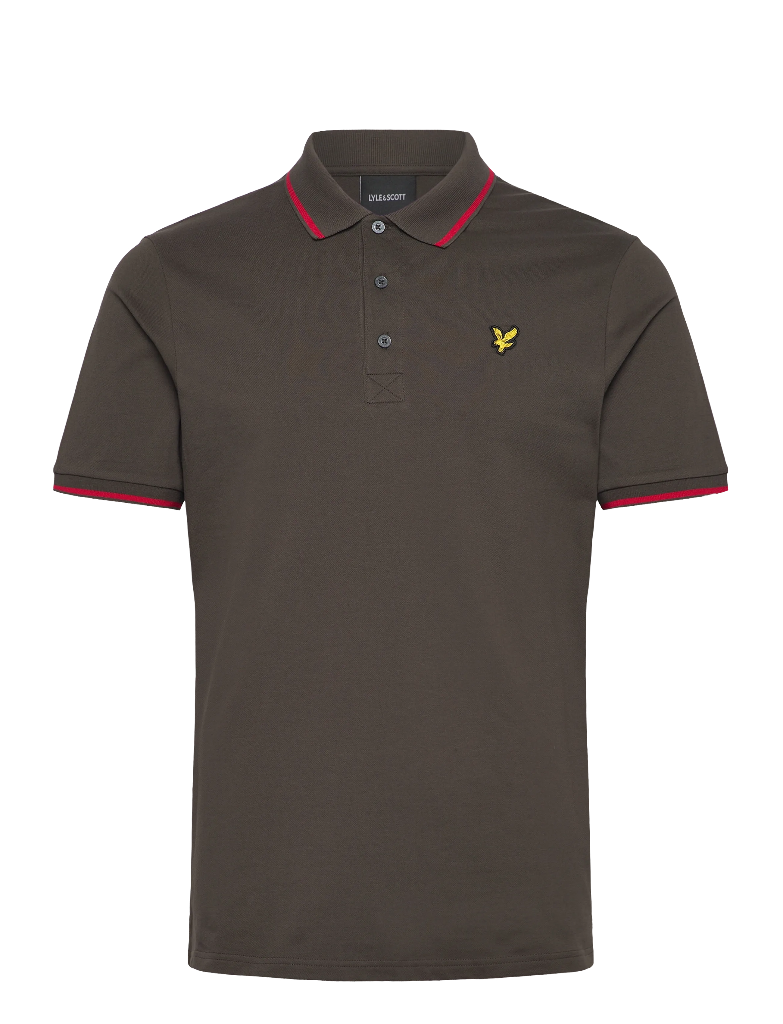 Lyle & Scott Tipped Polo Shirt - Riided - Y168 SOFT BLACK/ CHERRY RED / khaki/green