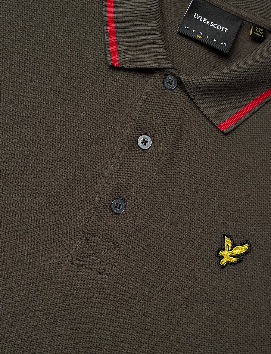 Lyle & Scott - Tipped Polo Shirt - kurzärmelig - y168 soft black/ cherry red - 5