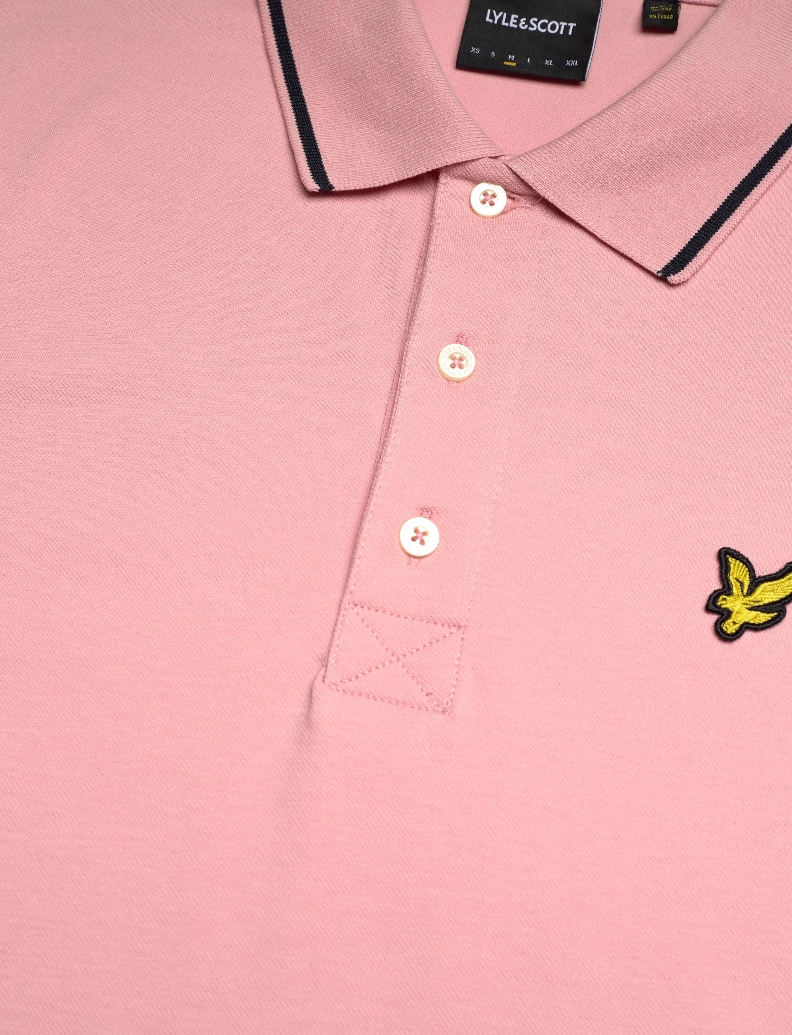 Lyle & Scott - Tipped Polo Shirt - short-sleeved polos - y165 pink grapefruit/ dark navy - 5