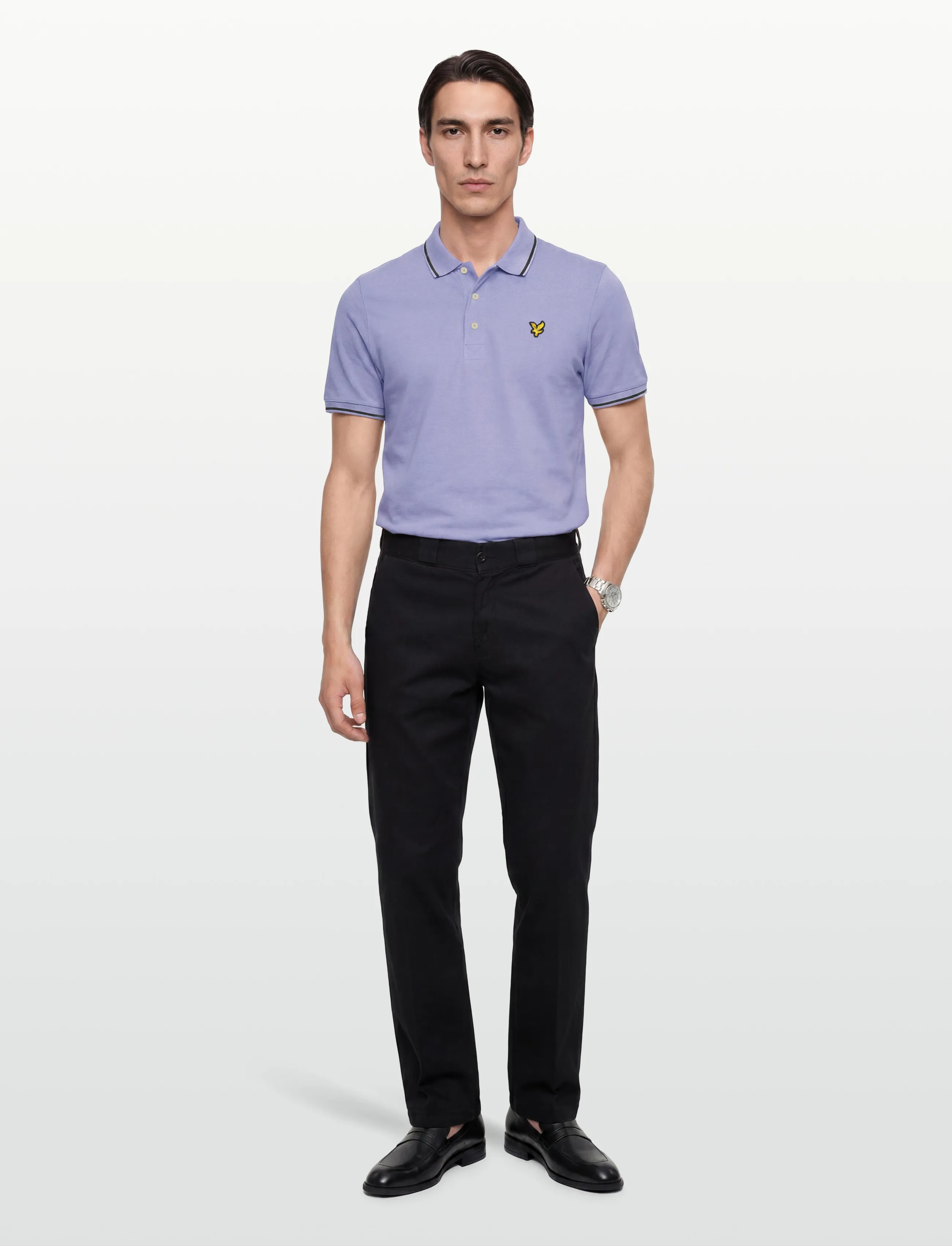Lyle & Scott Tipped Polo Shirt - Pikéer - Y167 BUBBLE BLUE/ JET BLACK / purple