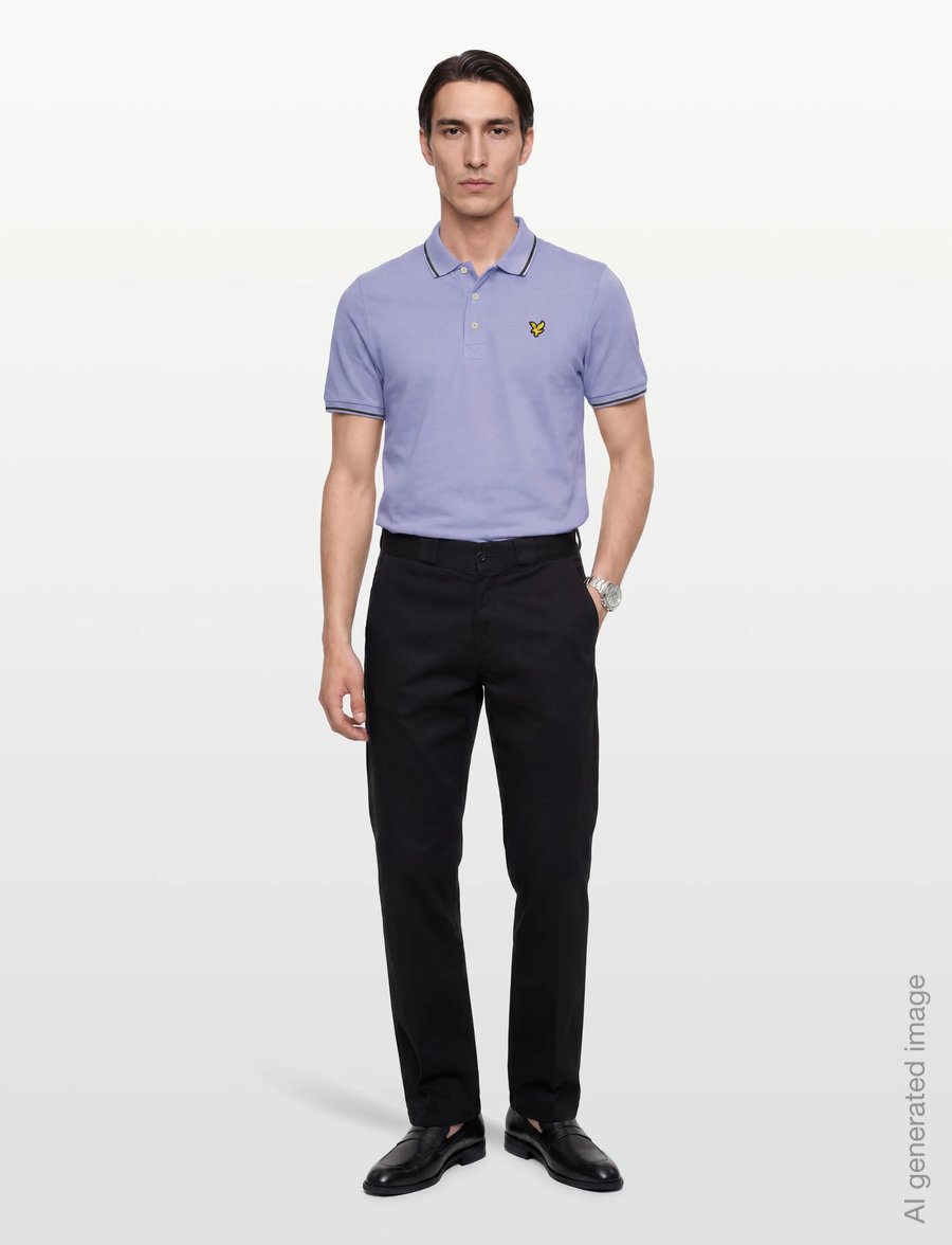 Lyle & Scott - Tipped Polo Shirt - short-sleeved polos - y167 bubble blue/ jet black - 0