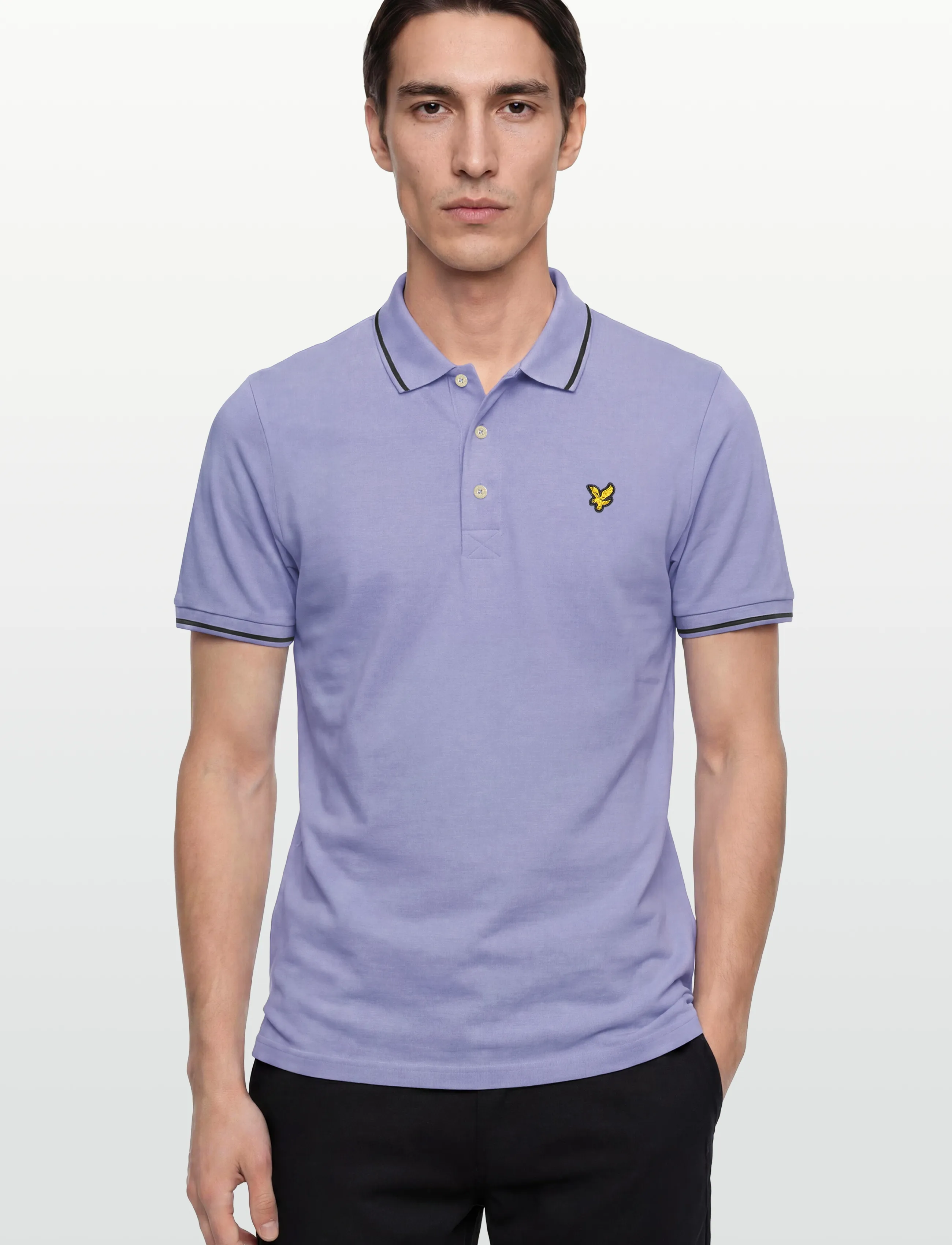 Lyle & Scott - Tipped Polo Shirt - kortärmade pikéer - y167 bubble blue/ jet black - 3