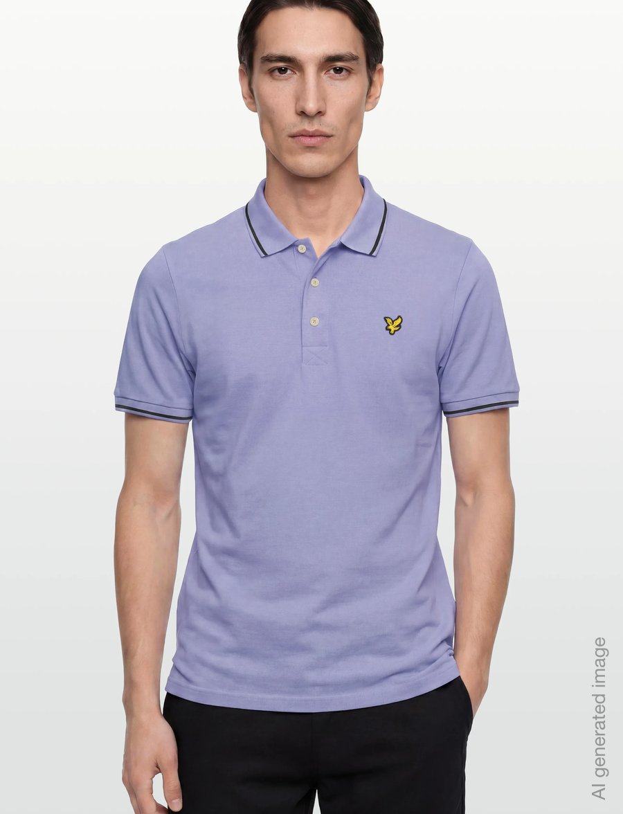 Lyle & Scott - Tipped Polo Shirt - short-sleeved polos - y167 bubble blue/ jet black - 3