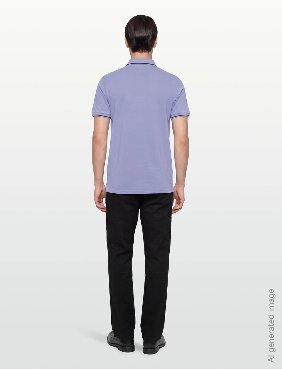 Lyle & Scott - Tipped Polo Shirt - short-sleeved polos - y167 bubble blue/ jet black - 4