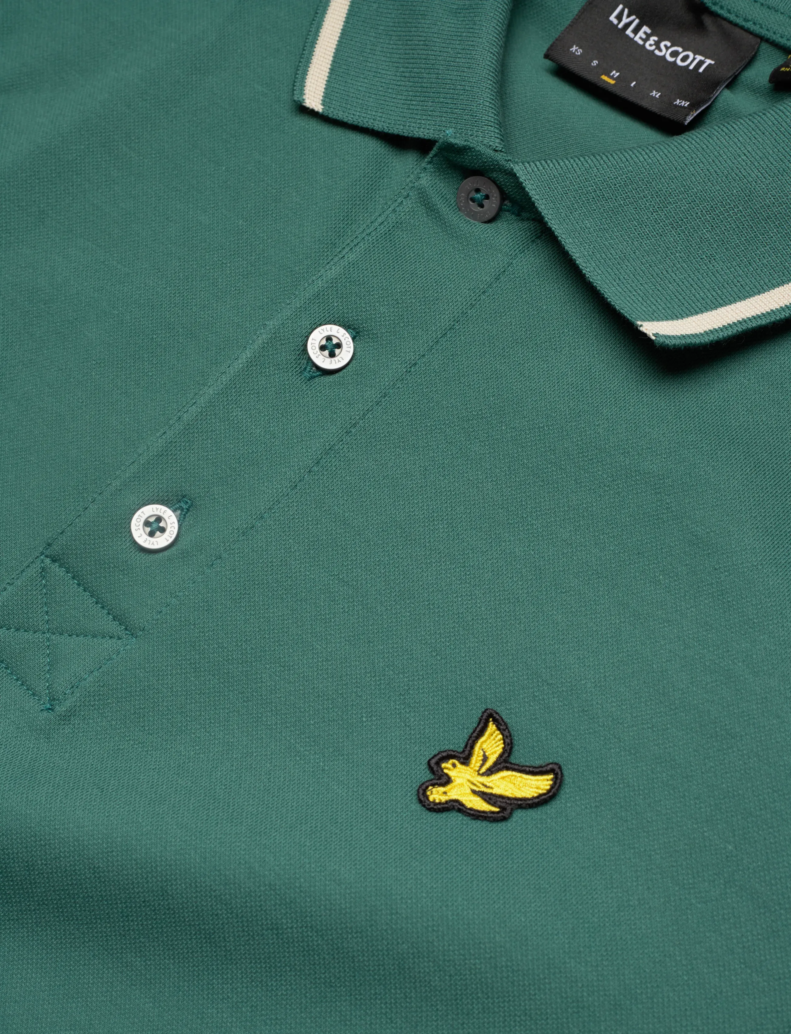 Lyle & Scott - Tipped Polo Shirt - short-sleeved polos - y164 everglade/ wheat - 5