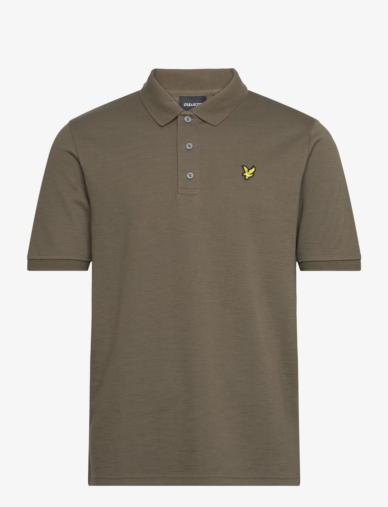 Lyle & Scott - Chunky Slub Polo Shirt - short-sleeved polos - w485 olive - 0