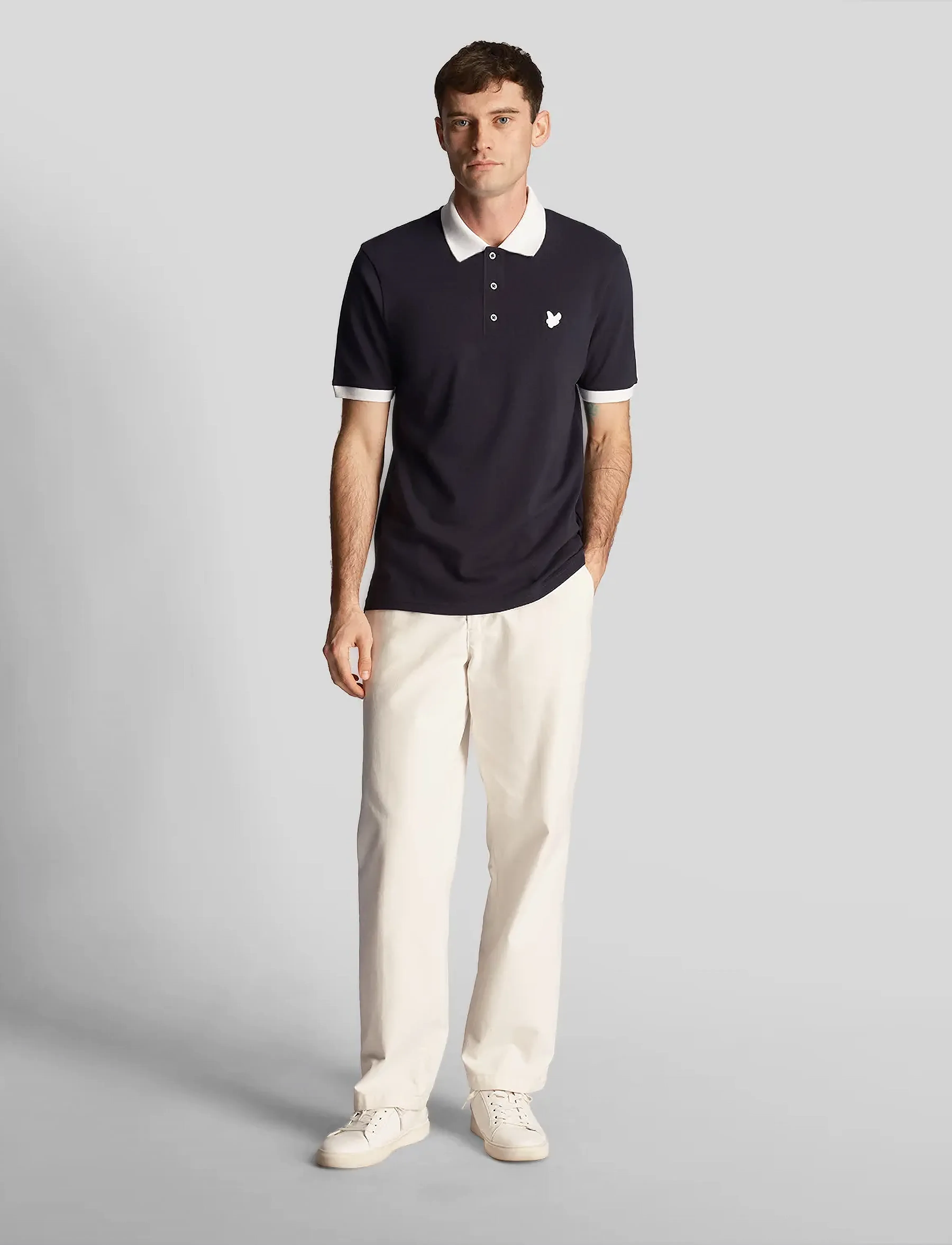 Lyle & Scott - Tonal Ringer Polo Shirt - w403 dark navy/ white - 5