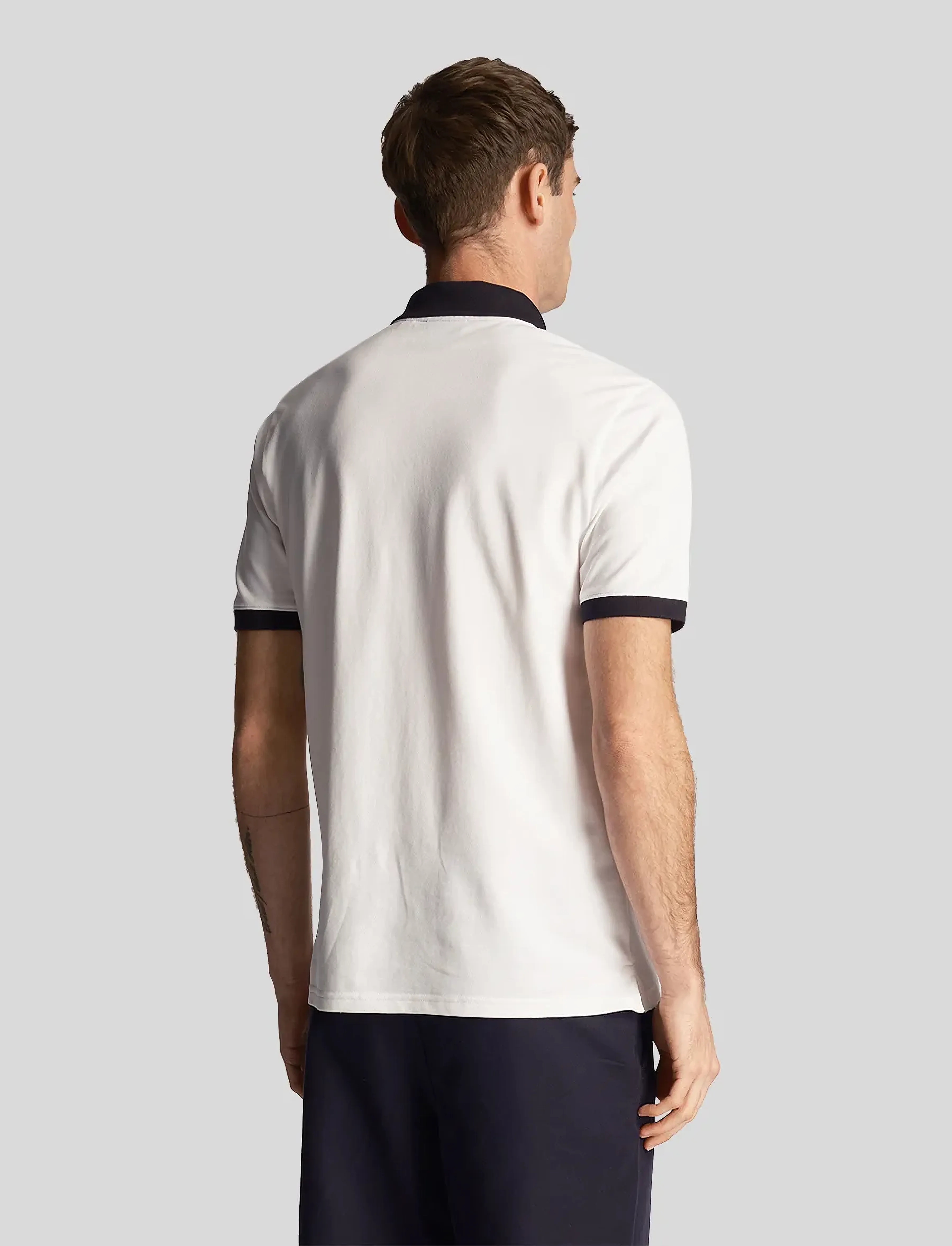 Lyle & Scott - Tonal Ringer Polo Shirt - x187 white/ dark navy - 3