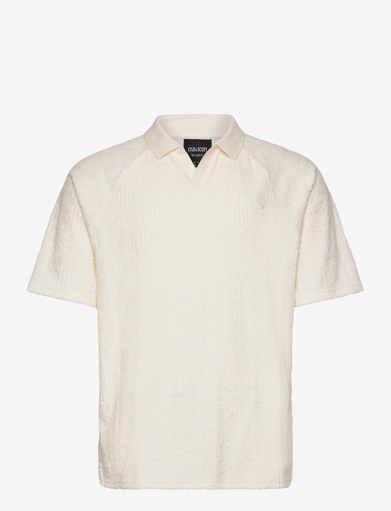 Lyle & Scott - Emblem Towelling Polo Shirt - knitted polos - x157 chalk - 0