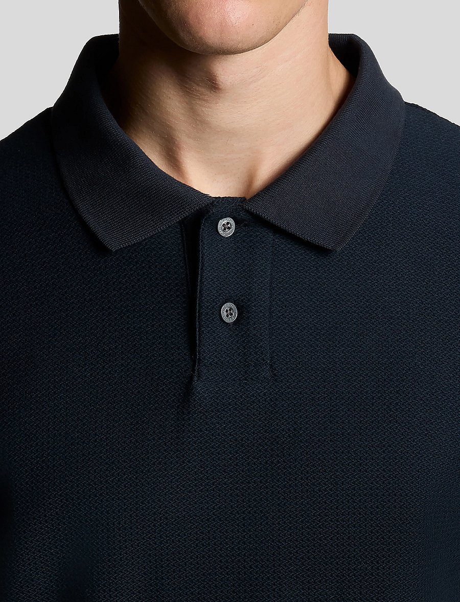 Lyle & Scott - Jacquard Dobby Polo Shirt - z271 dark navy - 4
