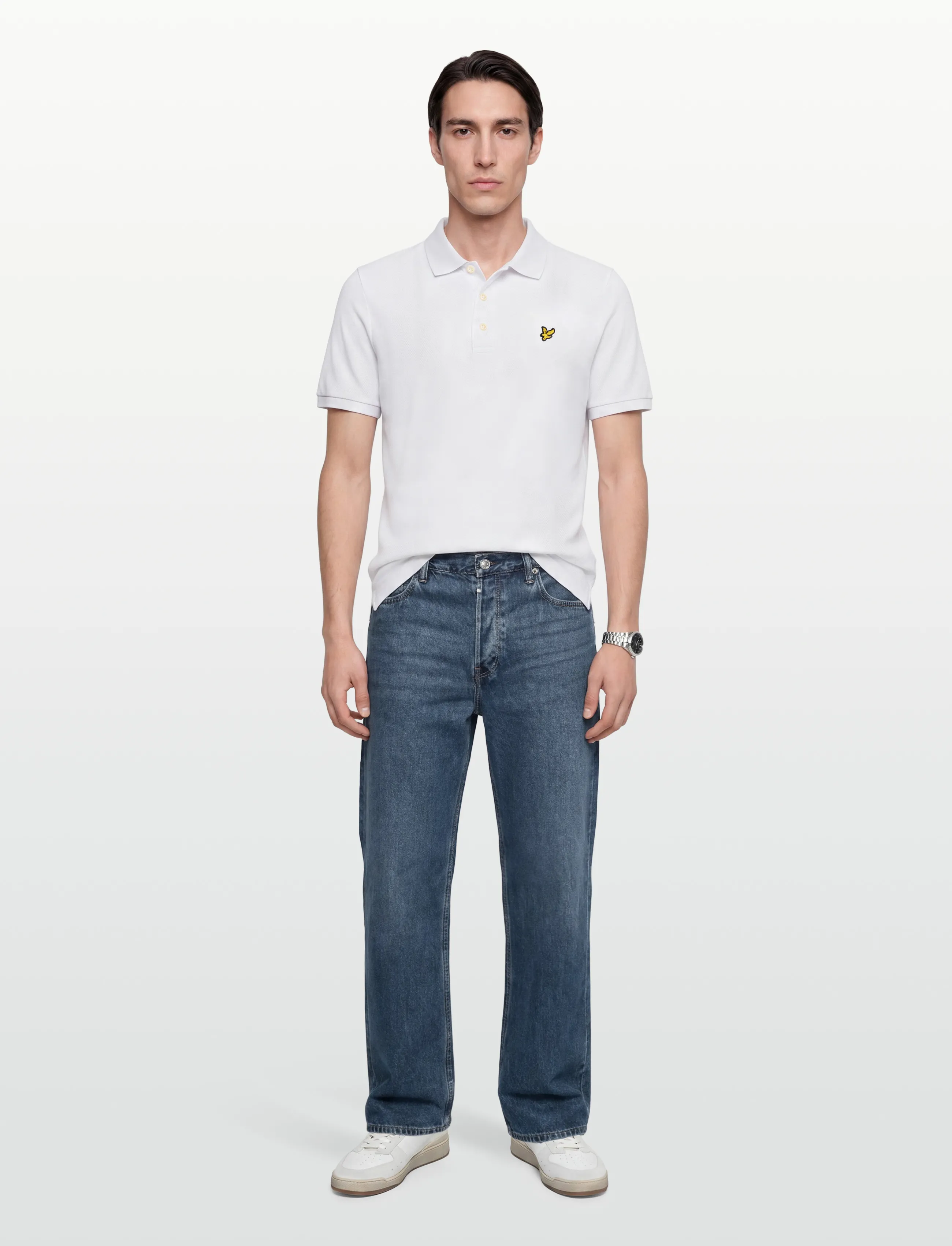 Lyle & Scott Popcorn Jacquard Polo Shirt, Mænd, Popcorn Jacquard Poloshirt, Hvid, Str: L