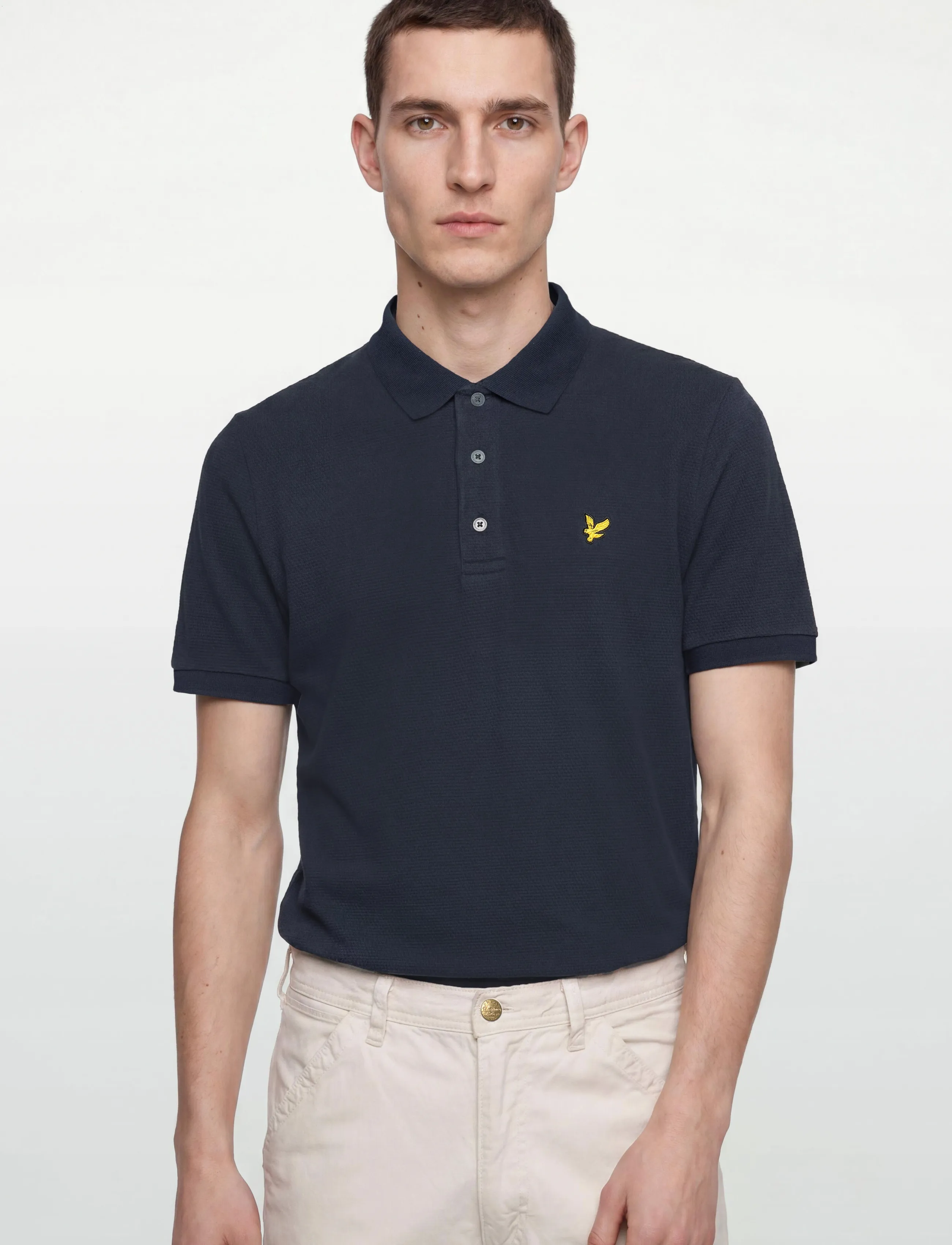 Lyle & Scott - Popcorn Jacquard Polo Shirt - z271 dark navy - 3