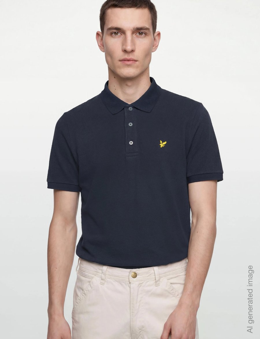 Lyle & Scott - Popcorn Jacquard Polo Shirt - z271 dark navy - 3