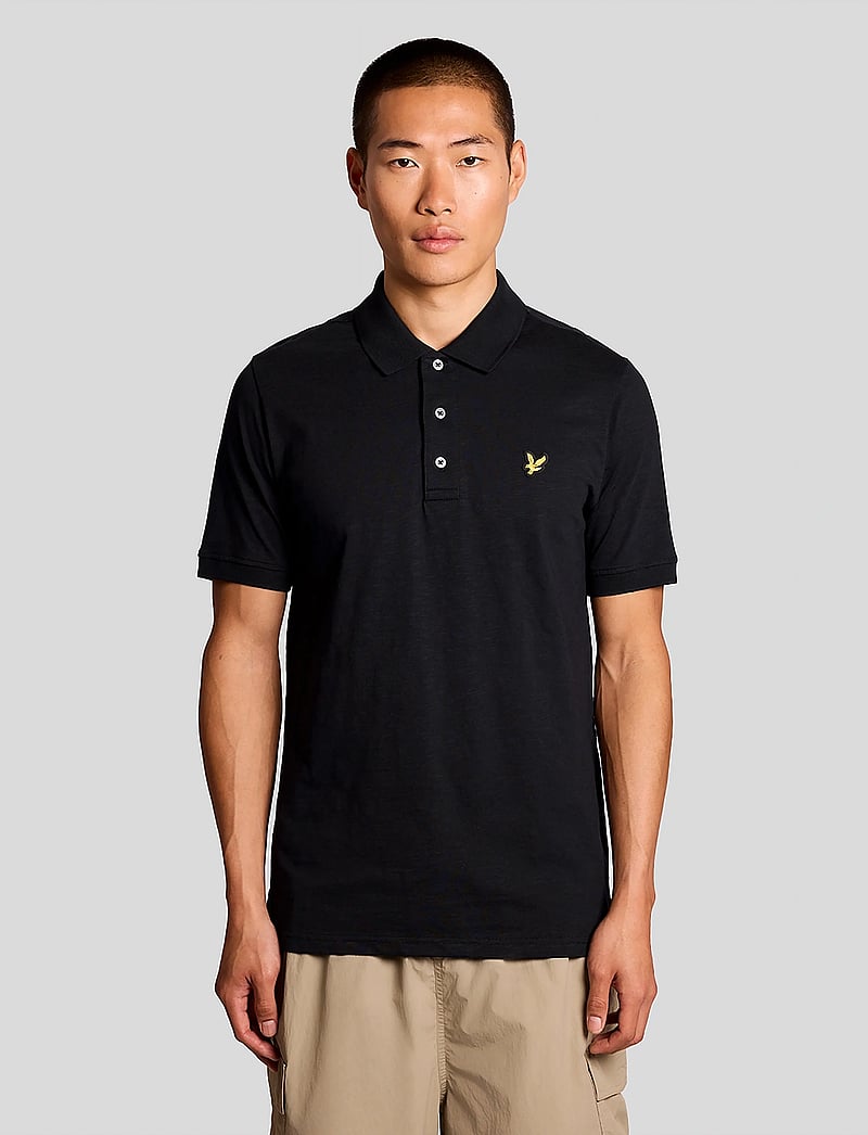 Lyle & Scott - Fine Slub Polo Shirt - kortärmade pikéer - z865 jet black - 0
