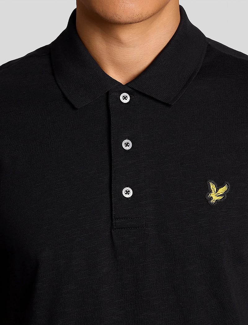 Lyle & Scott - Fine Slub Polo Shirt - kortärmade pikéer - z865 jet black - 5