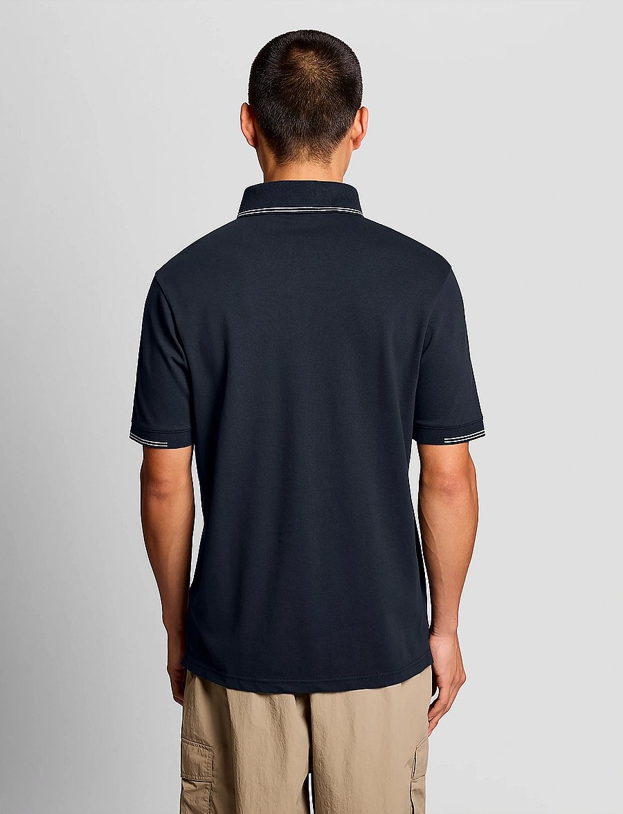 Lyle & Scott - Fine Tipped Polo Shirt - kurzärmelig - y155 dark navy/ chalk blue - 3
