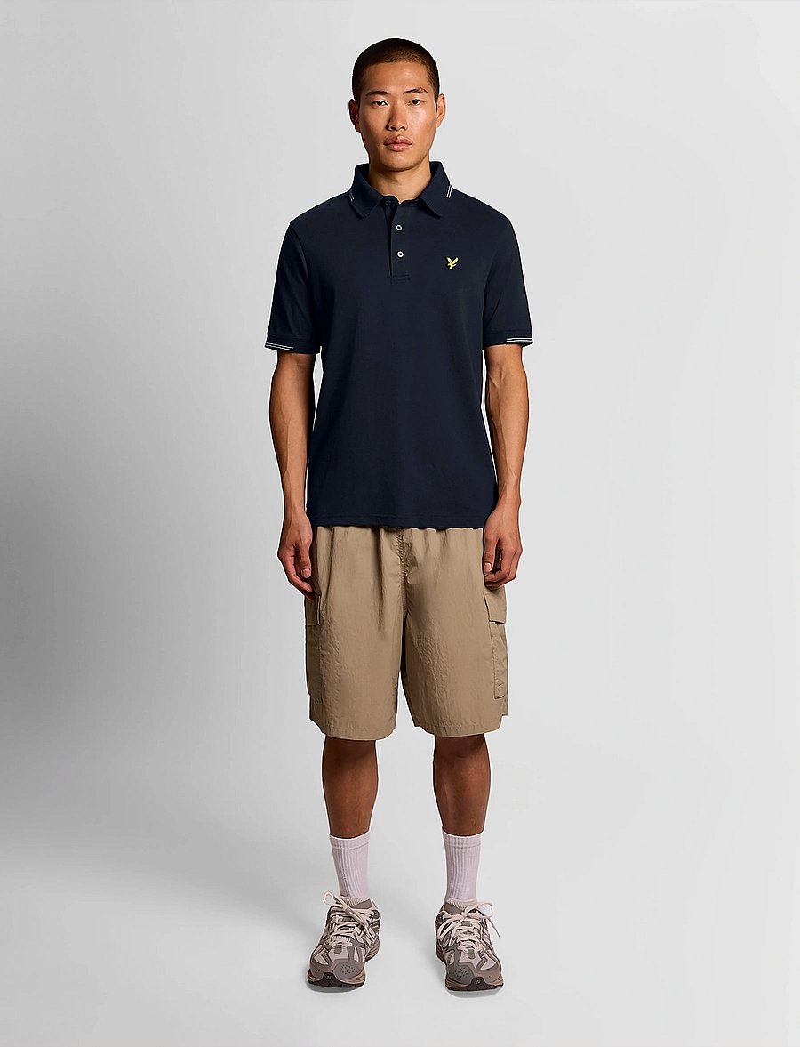 Lyle & Scott - Fine Tipped Polo Shirt - kurzärmelig - y155 dark navy/ chalk blue - 4